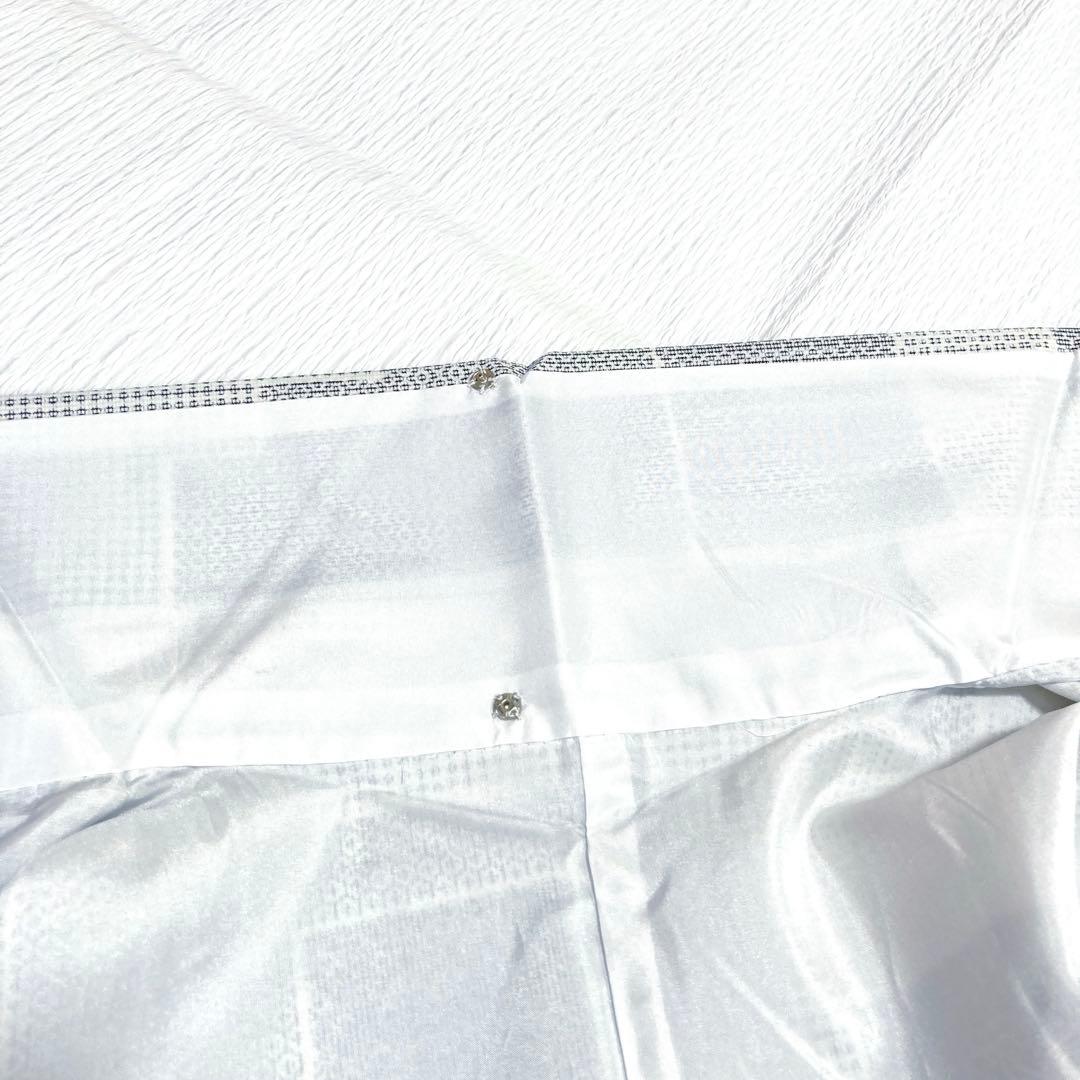 【未使用美品✨】東レシルック　さんび　洗える着物　小紋　胡粉色　白系　紬調　E6