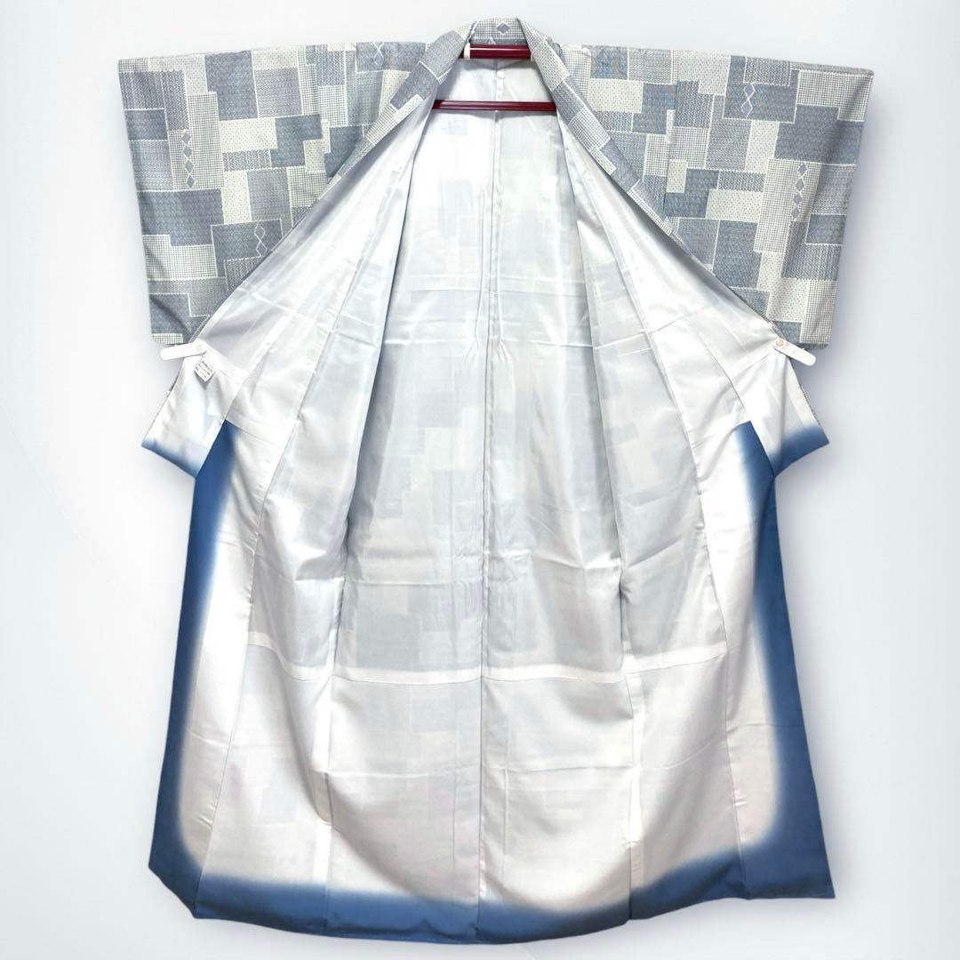 【未使用美品✨】東レシルック　さんび　洗える着物　小紋　胡粉色　白系　紬調　E6