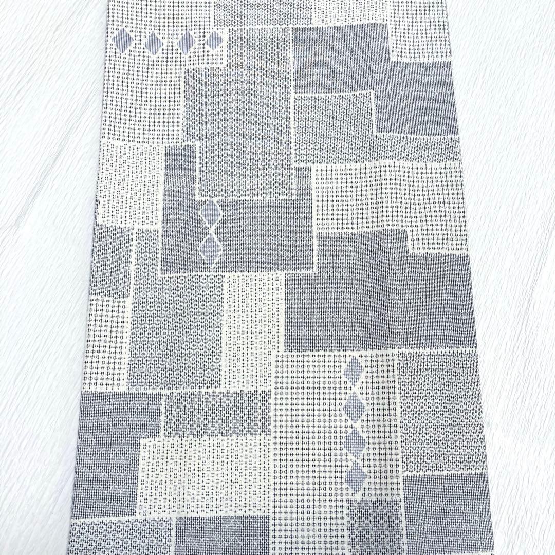 【未使用美品✨】東レシルック　さんび　洗える着物　小紋　胡粉色　白系　紬調　E6