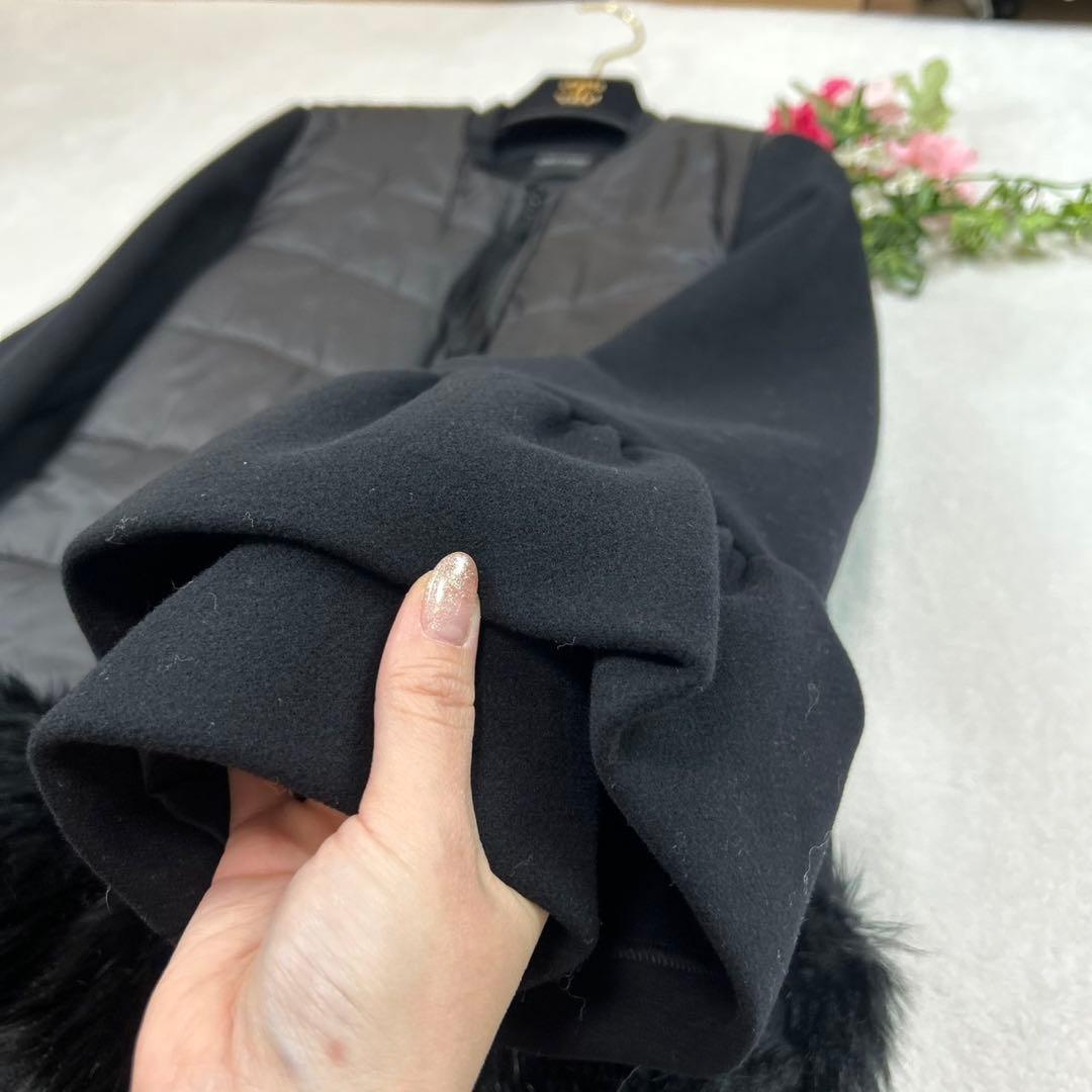 T*M様 K50 美品 M ヨーコチャン フリル ロングコート ブラック レディ