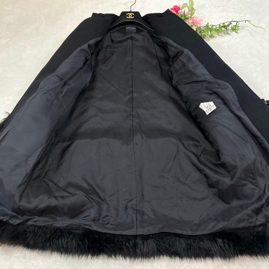 T*M様 K50 美品 M ヨーコチャン フリル ロングコート ブラック レディ