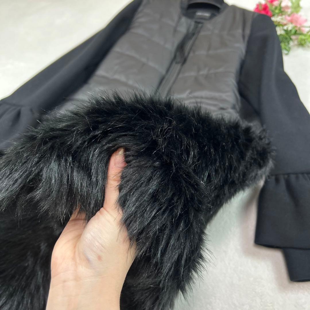 T*M様 K50 美品 M ヨーコチャン フリル ロングコート ブラック レディ