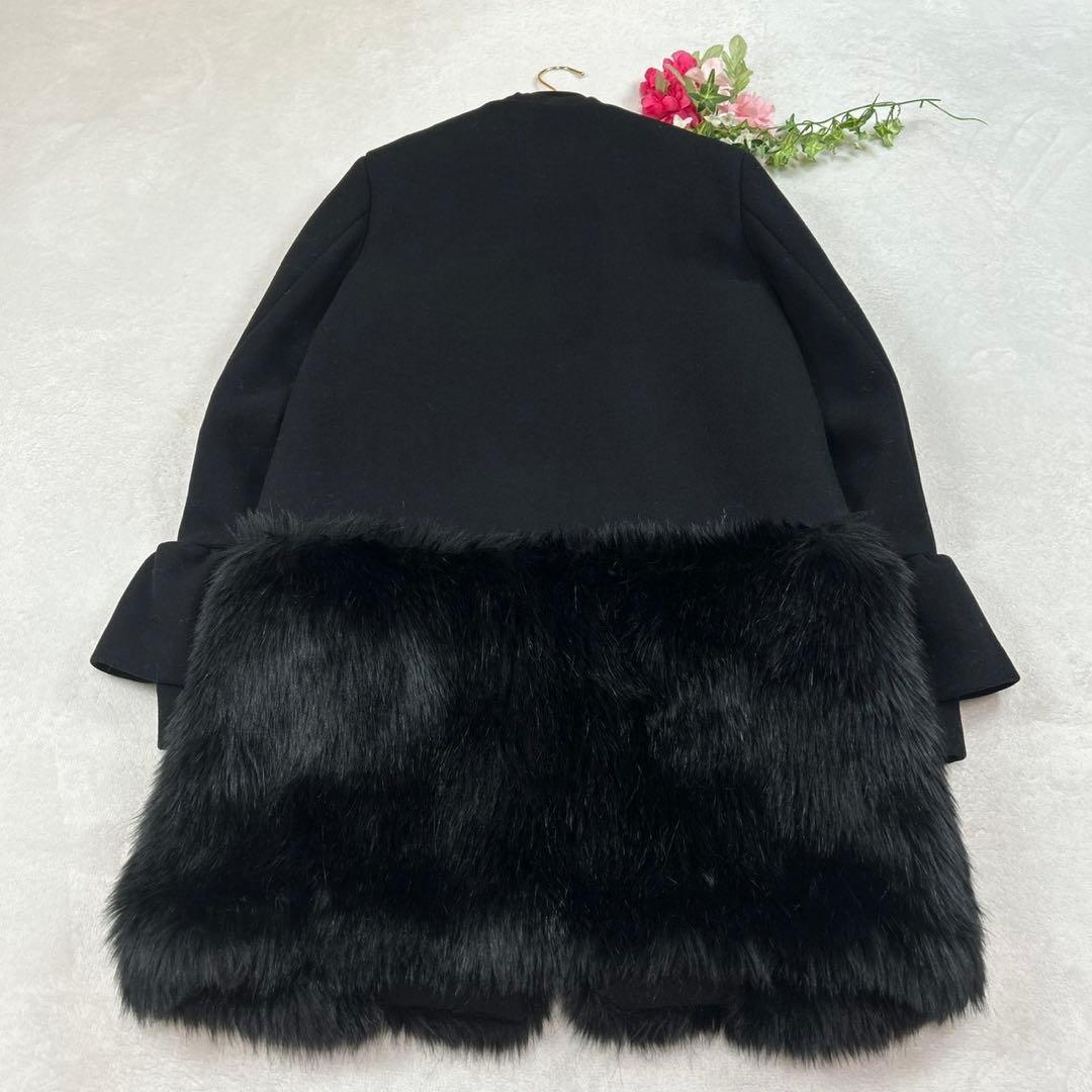 T*M様 K50 美品 M ヨーコチャン フリル ロングコート ブラック レディ