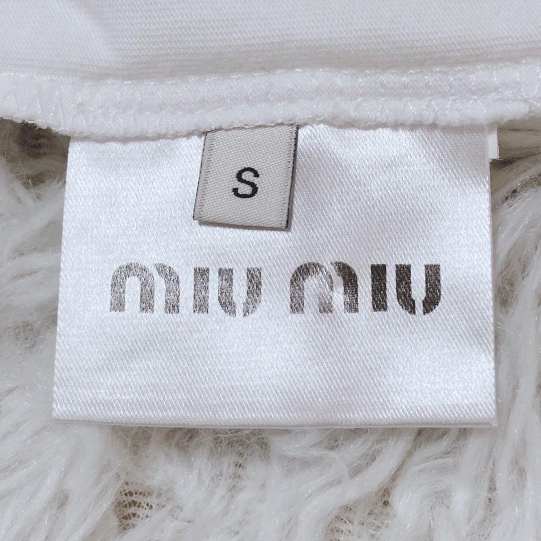 ミュウミュウ　半袖Tシャツ　トップス　カットソー　ロゴ　イタリア製　ハート　S