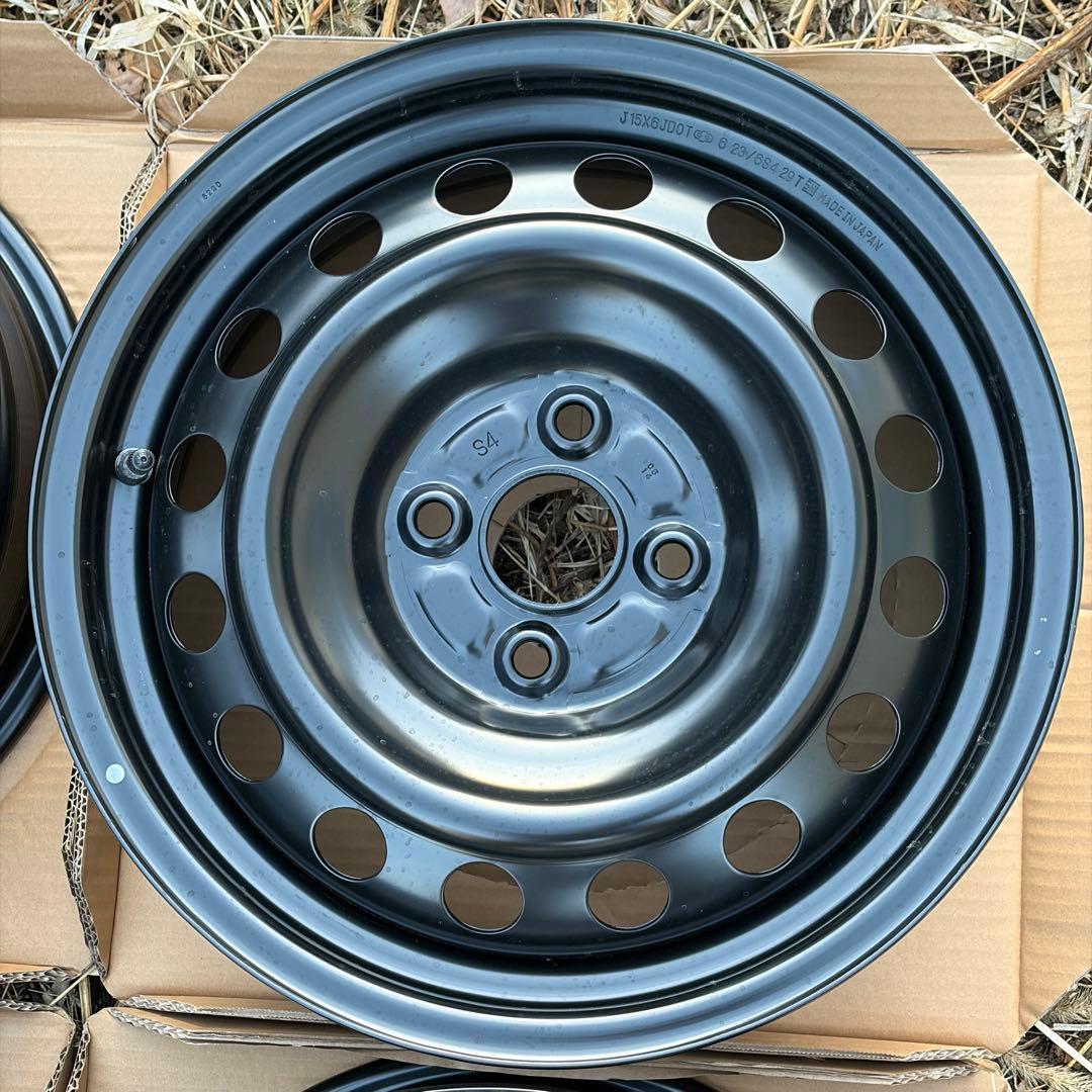 新車外し 15インチ 6J ハブ径54mm スチールホイール 4個セット