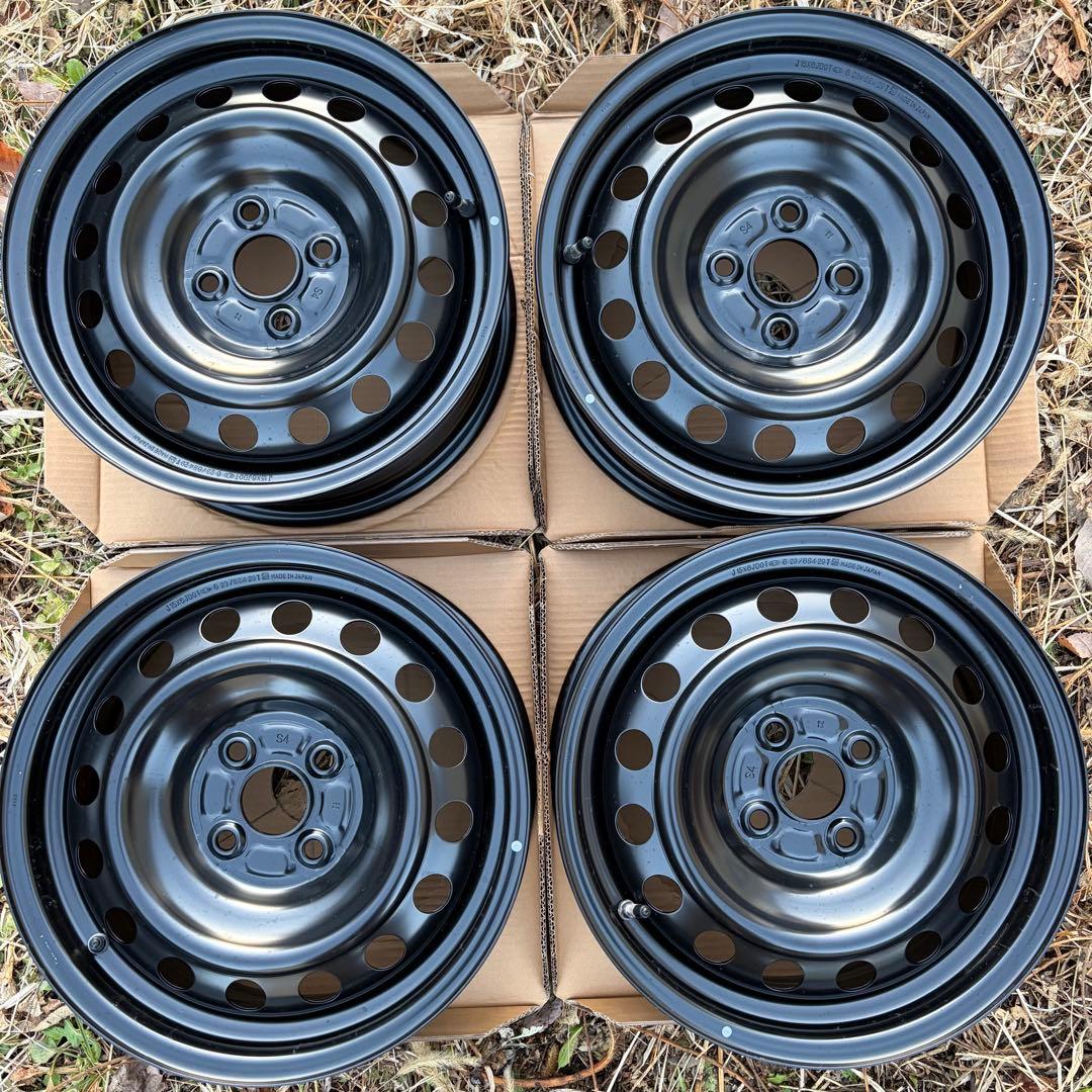 新車外し 15インチ 6J ハブ径54mm スチールホイール 4個セット
