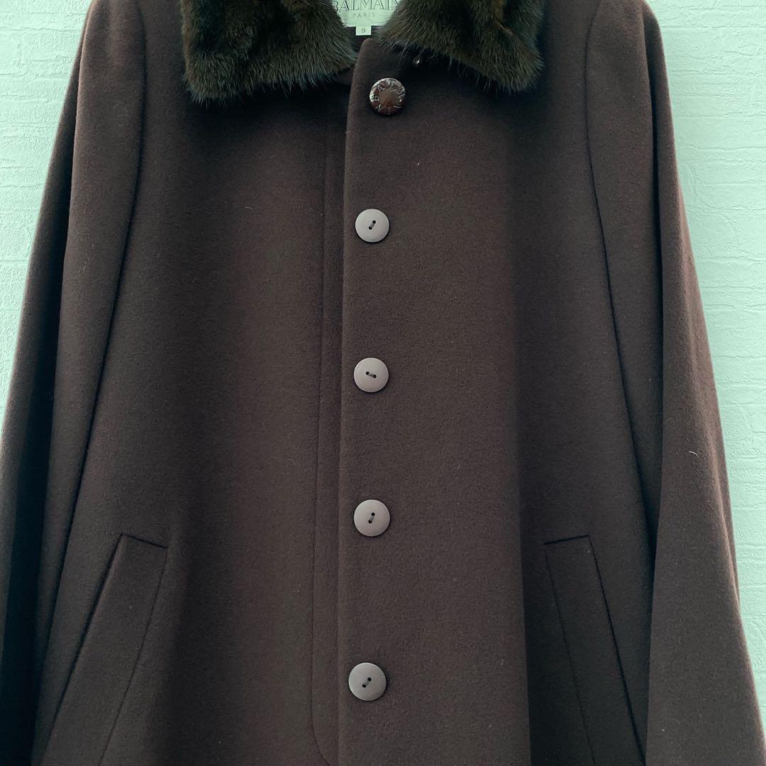 BALMAIN PARIS カシミヤ 100% キュプラ 100% 毛皮ミンク