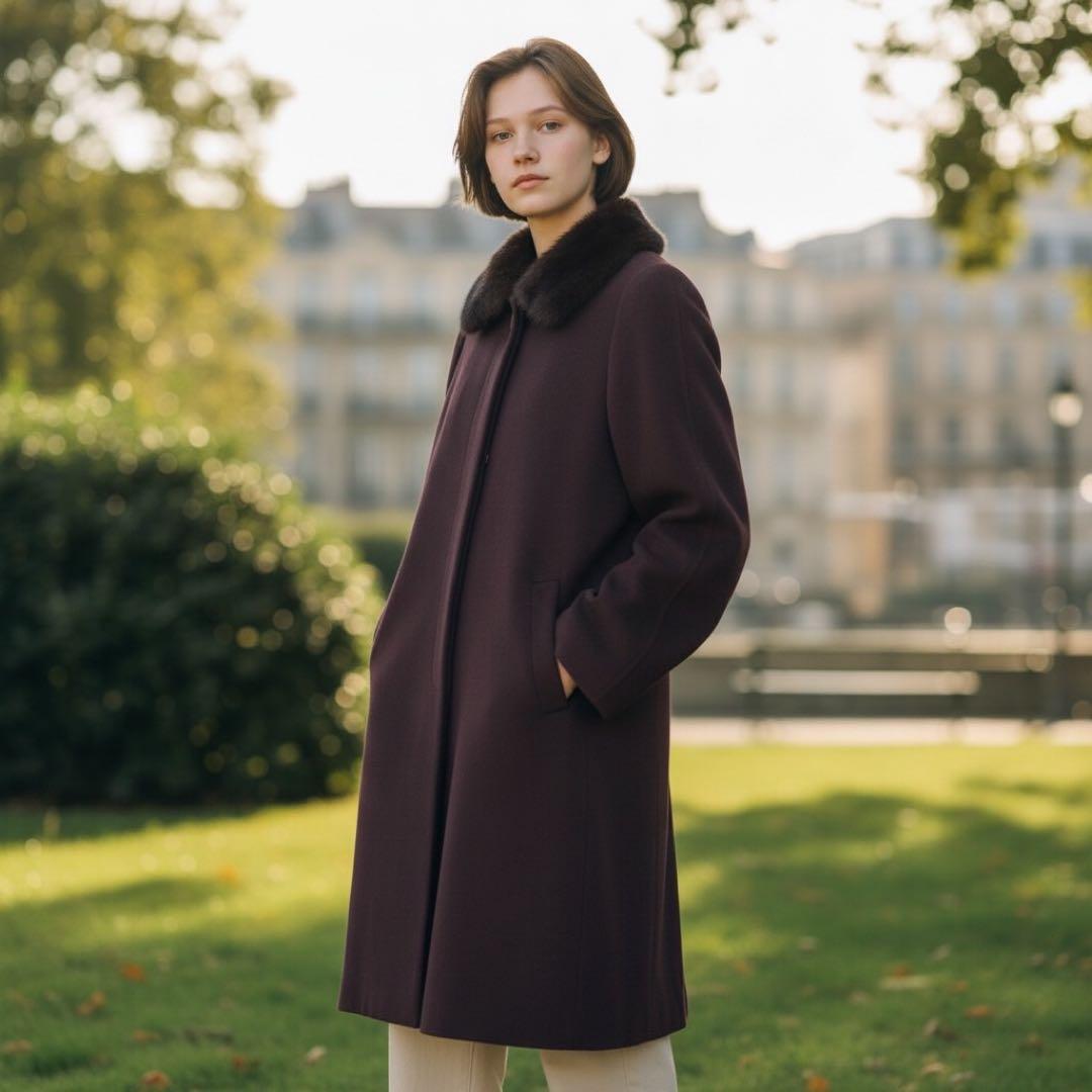 BALMAIN PARIS カシミヤ 100% キュプラ 100% 毛皮ミンク