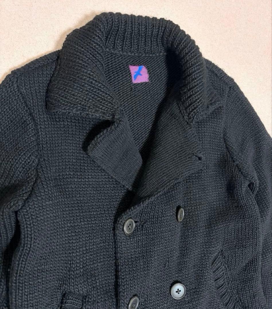 90s BLUE BLUE 極厚 Hand-knit Wool Peacoat