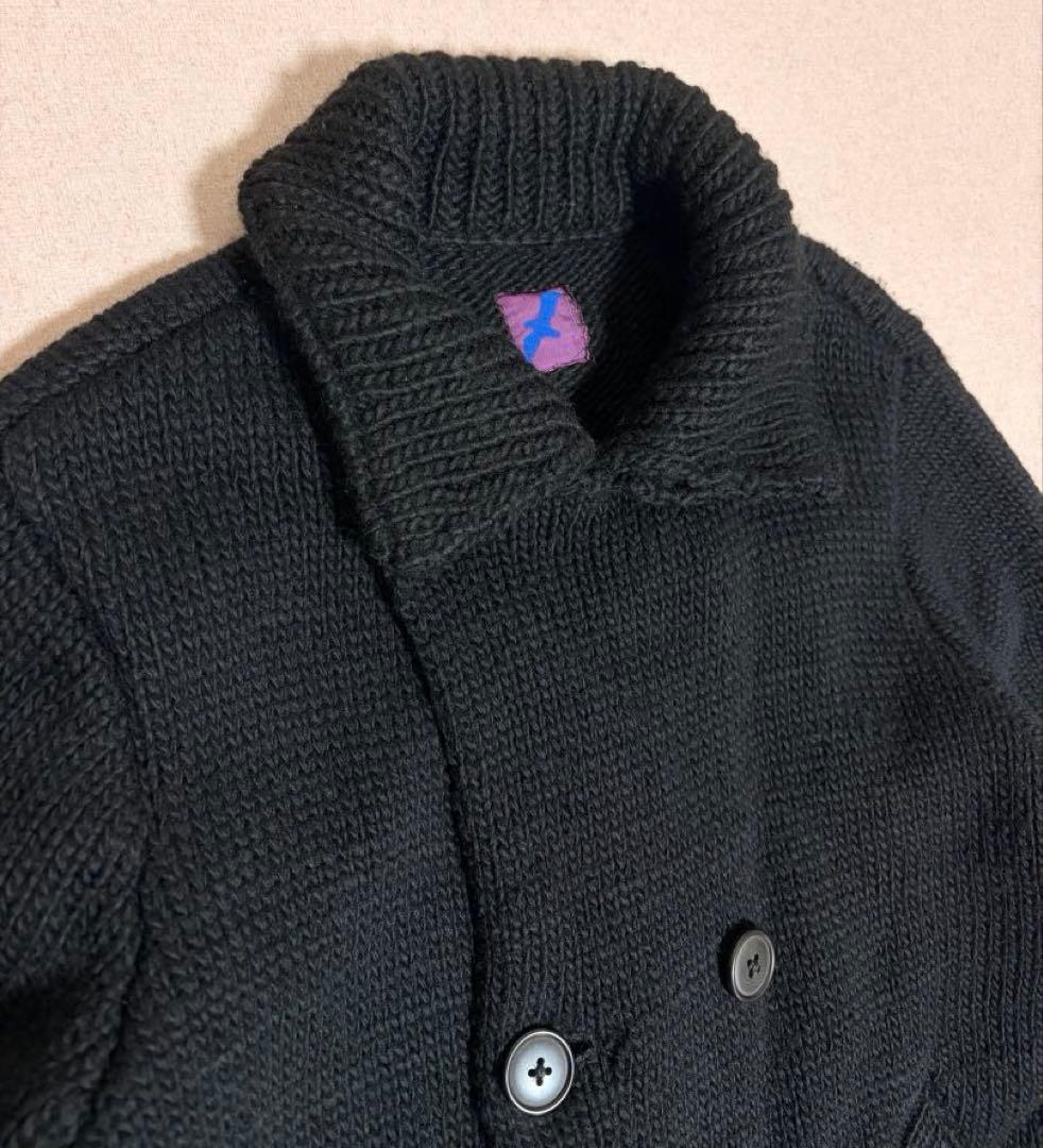 90s BLUE BLUE 極厚 Hand-knit Wool Peacoat