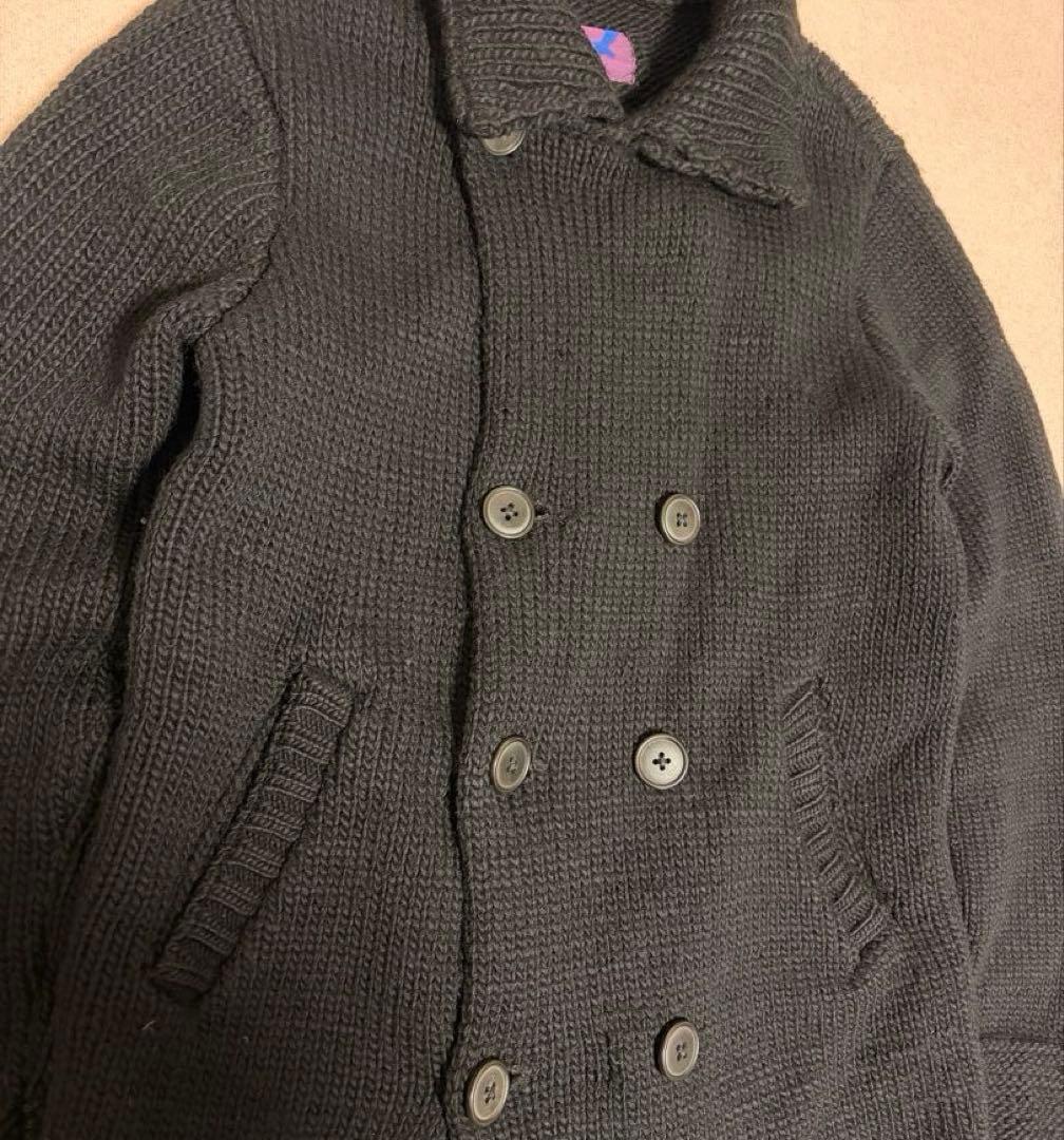 90s BLUE BLUE 極厚 Hand-knit Wool Peacoat
