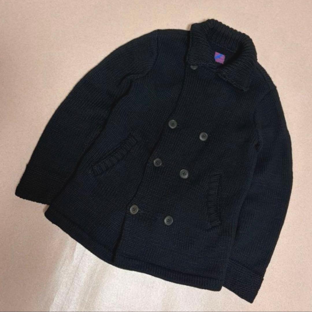 90s BLUE BLUE 極厚 Hand-knit Wool Peacoat