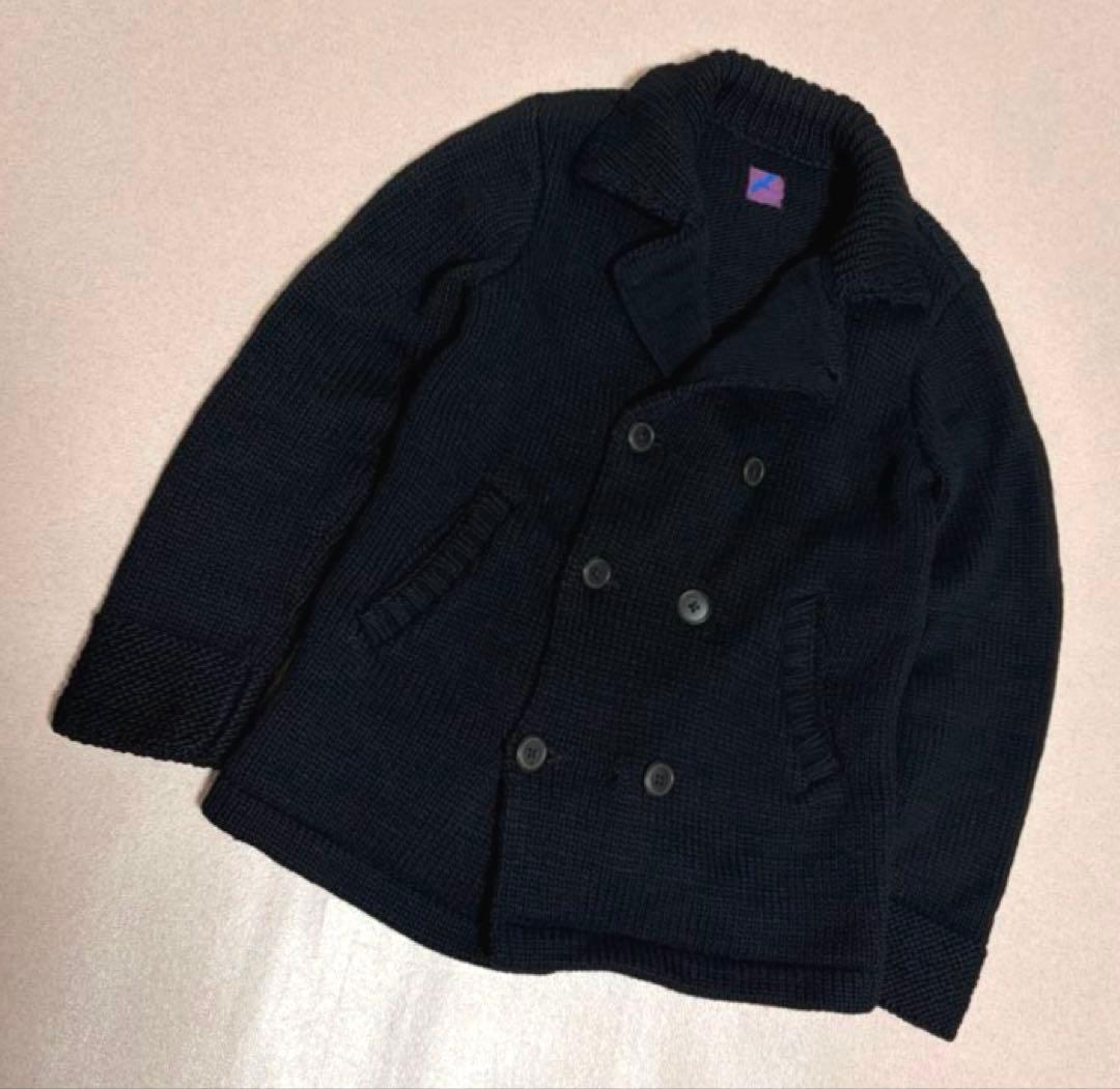90s BLUE BLUE 極厚 Hand-knit Wool Peacoat