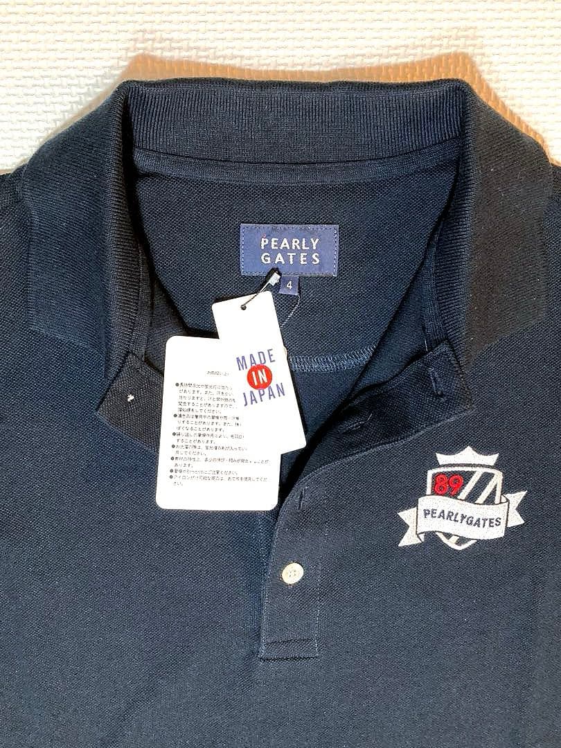 パーリーゲイツ コットン鹿の子 襟バックプリント ポロシャツ（NAVY／4）