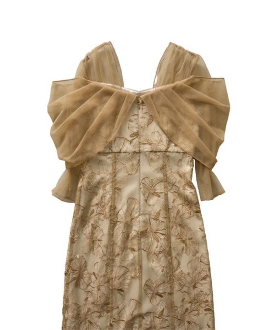 ANDRESD チュールドレープスパンコールドレス 新品 Lサイズ イエロー