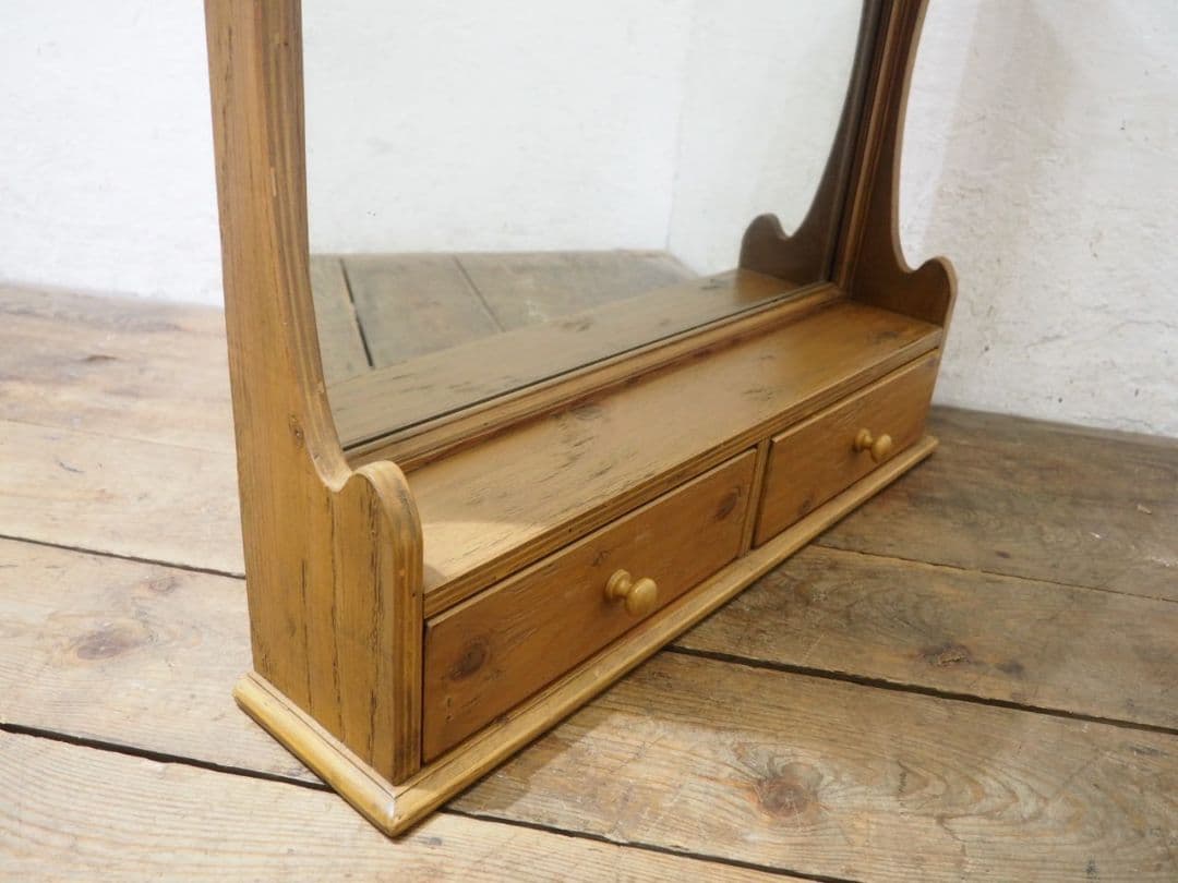 1105 カントリースタイル　スタンドミラー　鏡　姿見　収納棚　壁掛け　ウォール