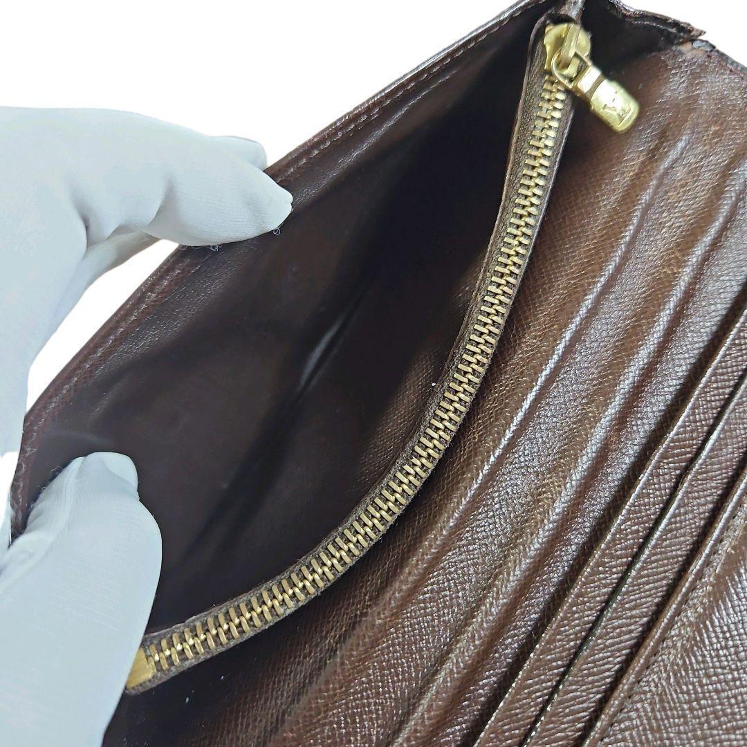 【美品】ルイヴィトン ダミエ ポルトフォイユ ブラザ ブラウン 長財布 2つ折り