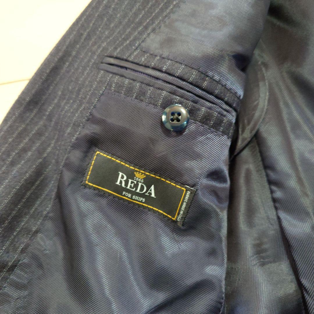 SHIPS✕REDAネイビー ストライプ スーツ 起毛ウール42