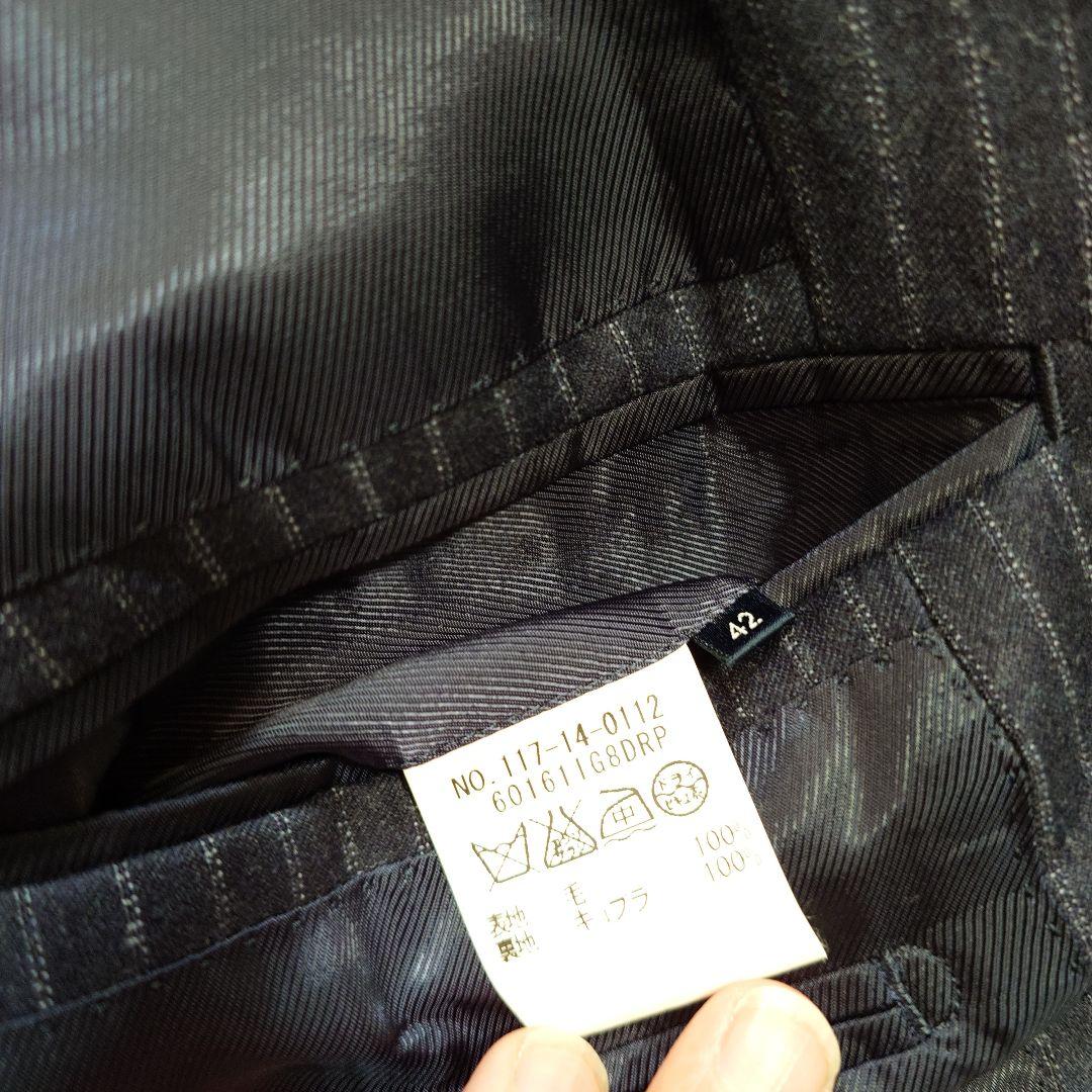 SHIPS✕REDAネイビー ストライプ スーツ 起毛ウール42