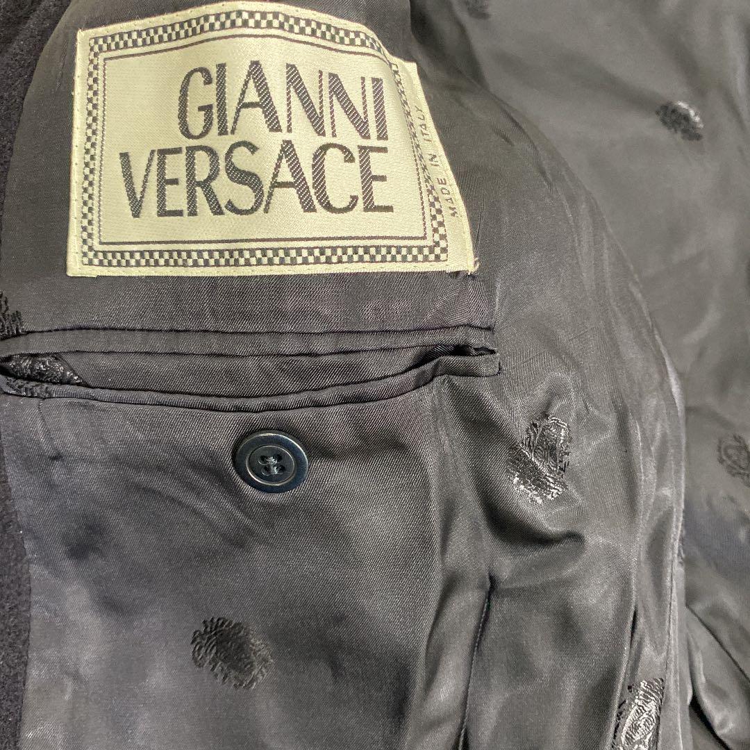 GIANNI VERSACE ヴェルサーチ ロングコート 紺 イタリア製 ha