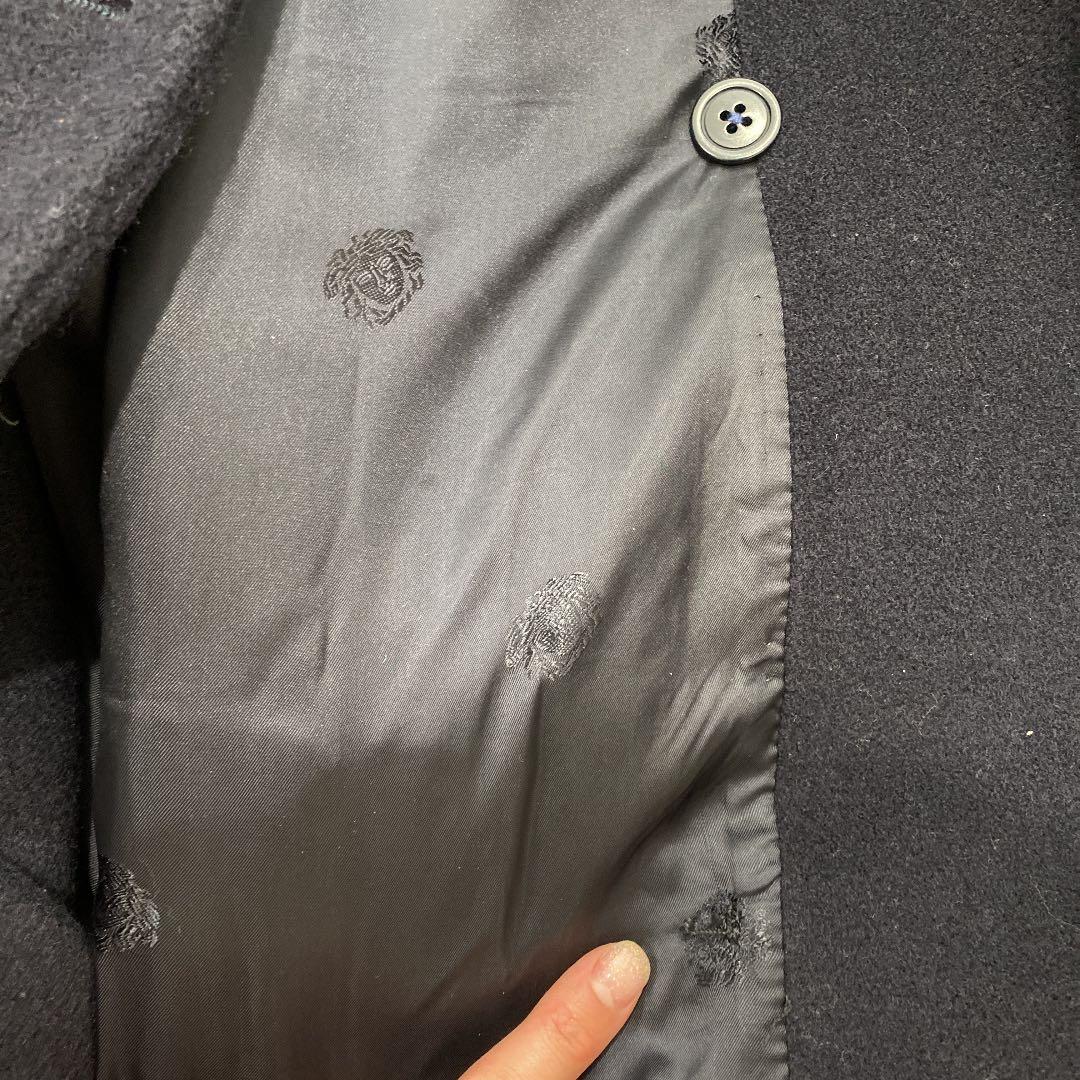 GIANNI VERSACE ヴェルサーチ ロングコート 紺 イタリア製 ha