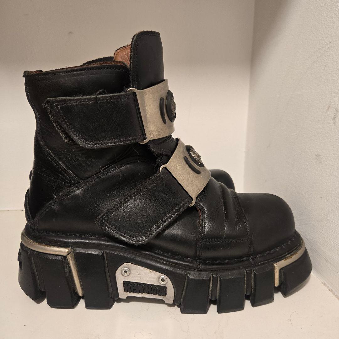 NEW ROCK 希少 廃盤 ヴィンテージ レザーブーツ バックル ブラック