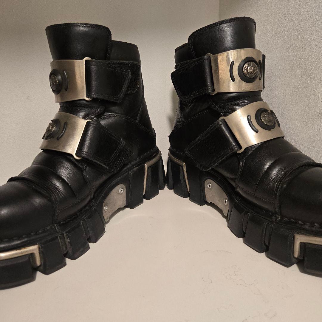 NEW ROCK 希少 廃盤 ヴィンテージ レザーブーツ バックル ブラック