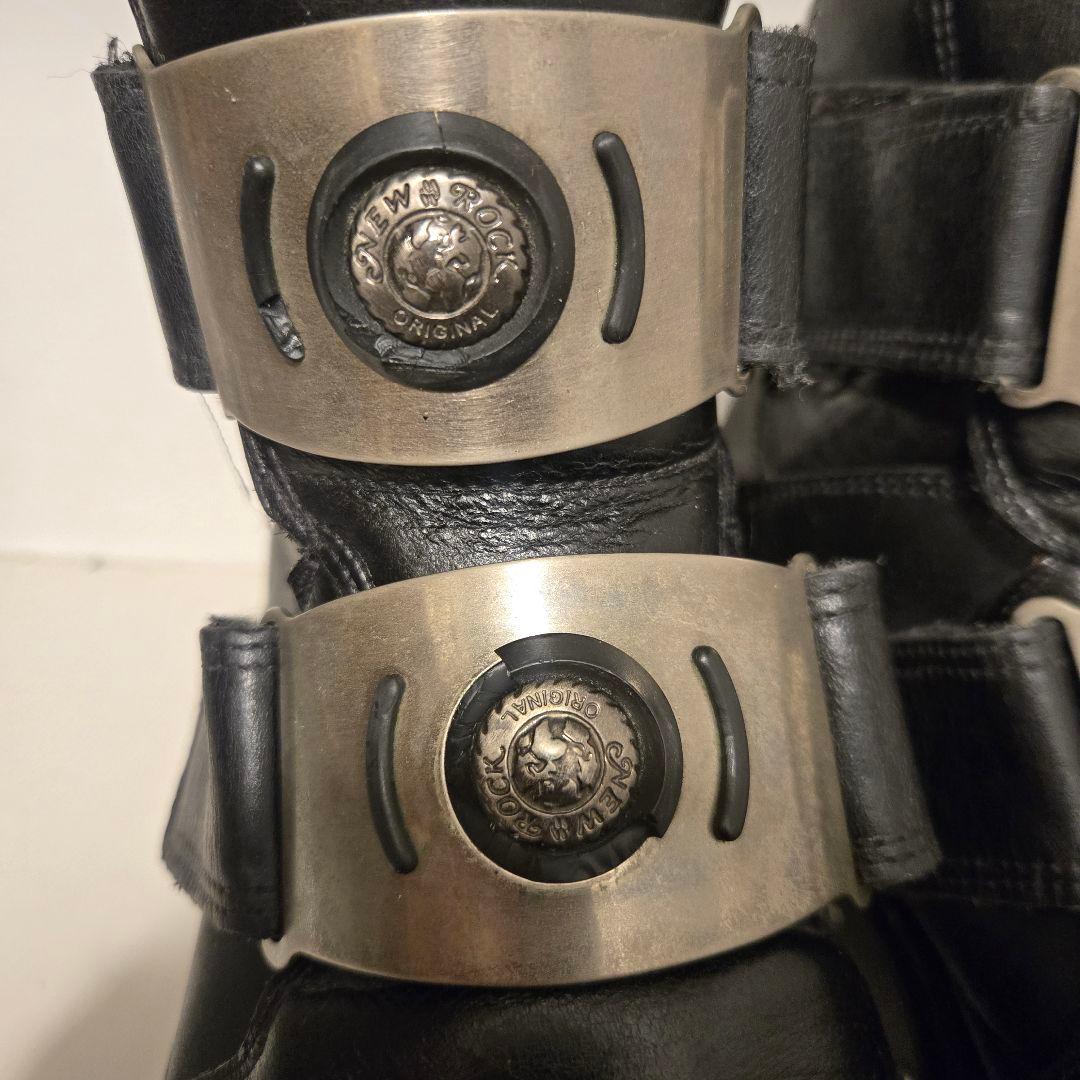 NEW ROCK 希少 廃盤 ヴィンテージ レザーブーツ バックル ブラック