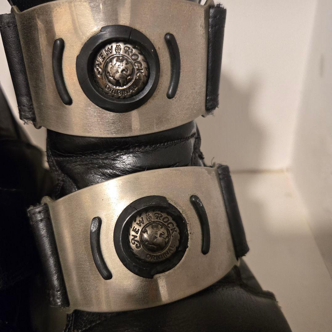 NEW ROCK 希少 廃盤 ヴィンテージ レザーブーツ バックル ブラック