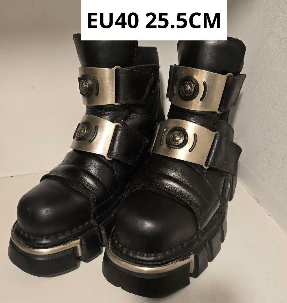 NEW ROCK 希少 廃盤 ヴィンテージ レザーブーツ バックル ブラック