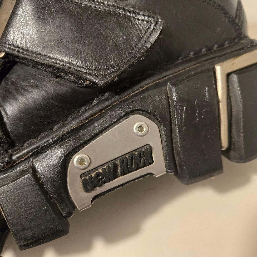 NEW ROCK 希少 廃盤 ヴィンテージ レザーブーツ バックル ブラック