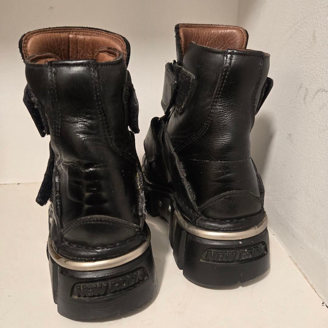 NEW ROCK 希少 廃盤 ヴィンテージ レザーブーツ バックル ブラック