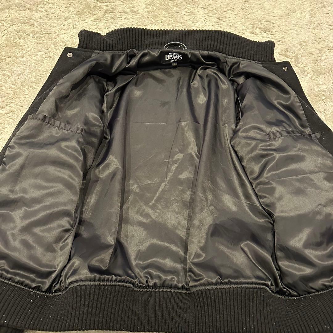 ビームス　スタジャン　袖レザー　メンズ　サイズM 切替　牛革　本革　ドンキー