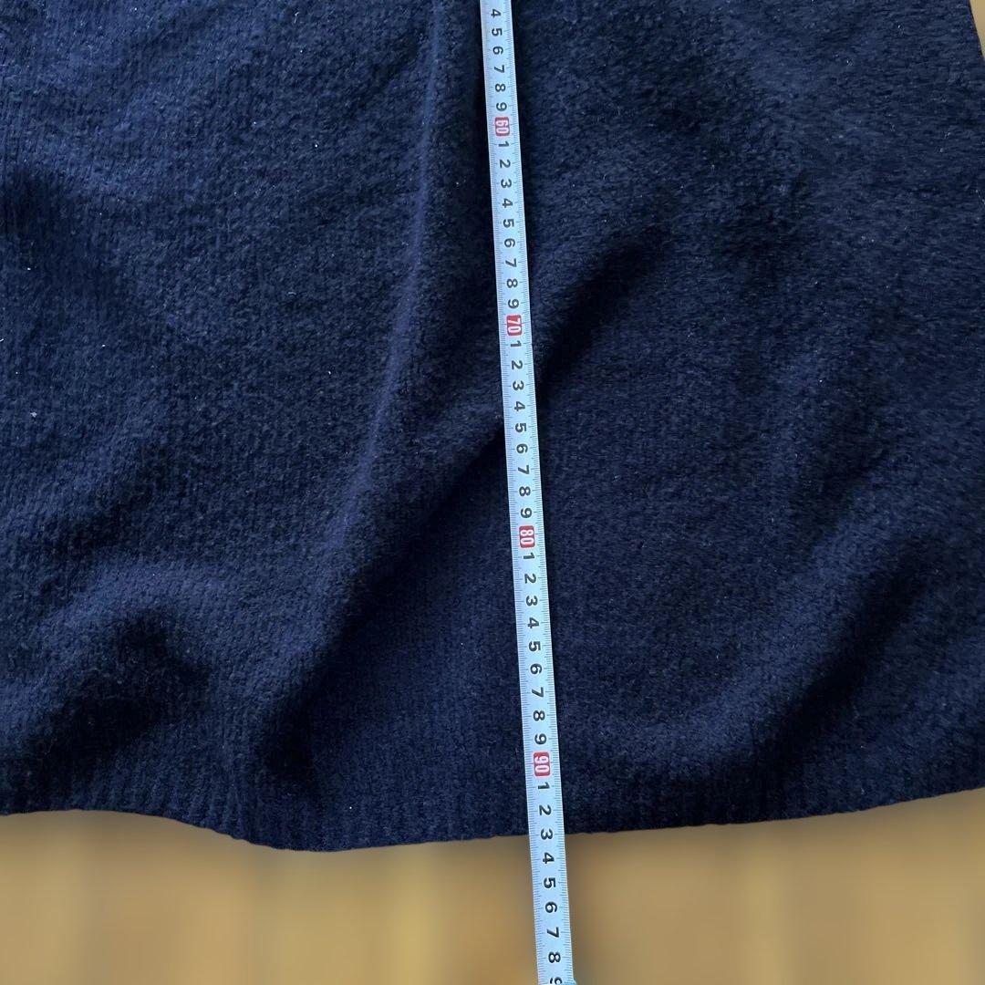 45R ネイビー ハイネック ニットワンピース