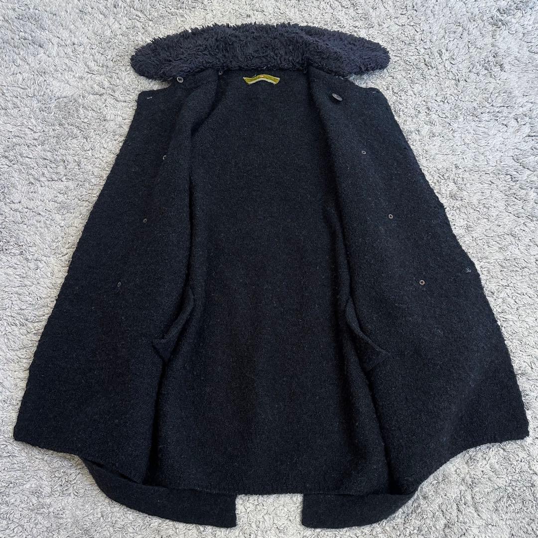 【異素材mix／コットンボア× 縮絨ウールニット】45rpm／ベルテッドコート