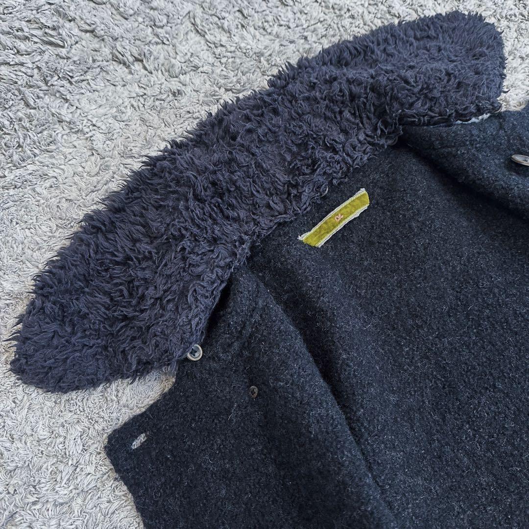 【異素材mix／コットンボア× 縮絨ウールニット】45rpm／ベルテッドコート