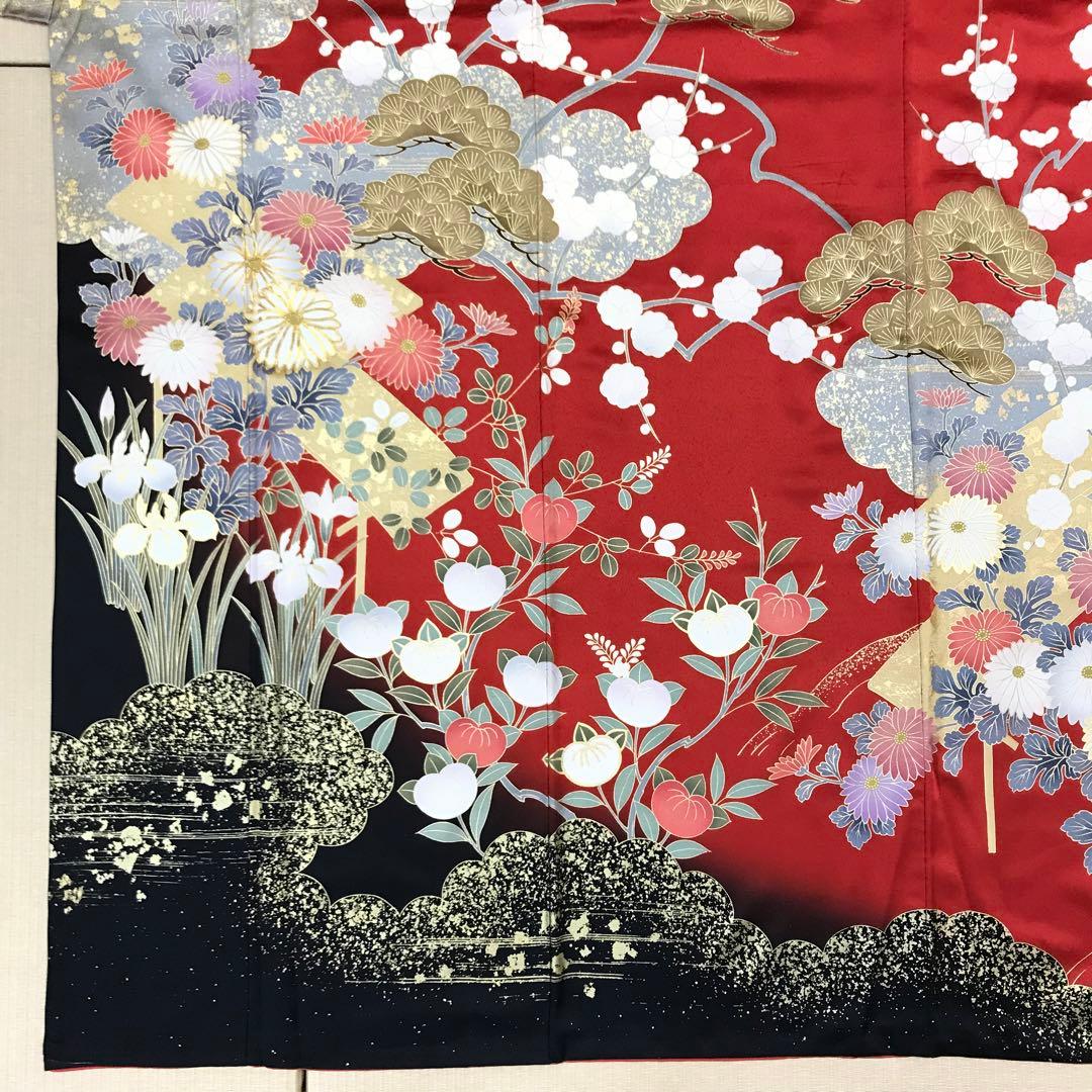 梅乃【135】正絹　振袖　フルセット　赤　大人　成人式　セット