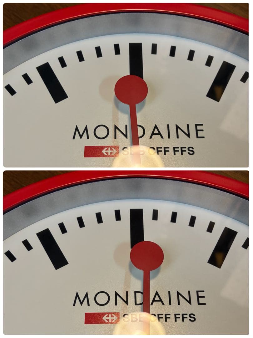 0665 MONDAINE ウオールクロック 25cm レッド　掛時計