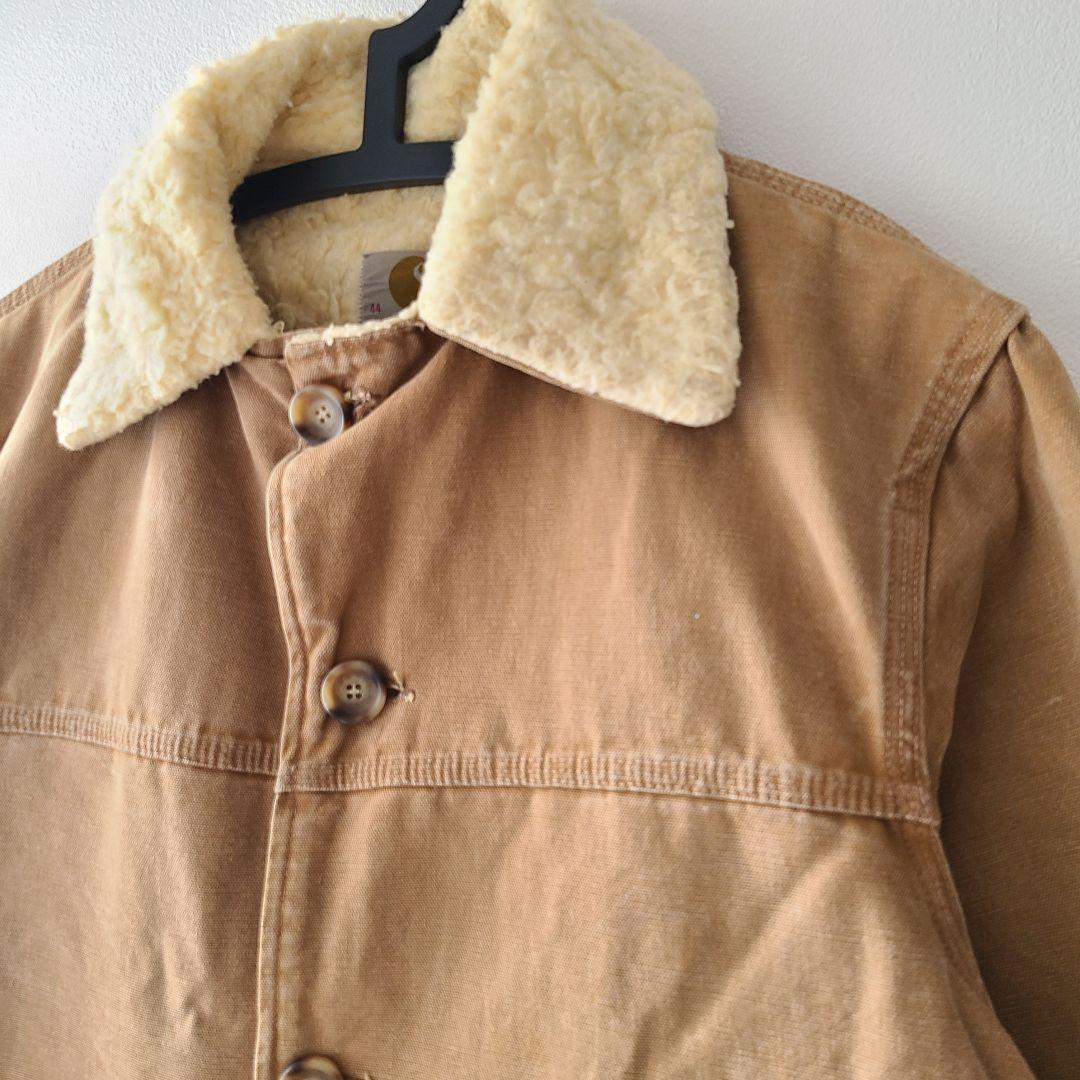 70'sカーハート裏ボアカバーオールダッグジャケットヴィンテージベージュ大きい