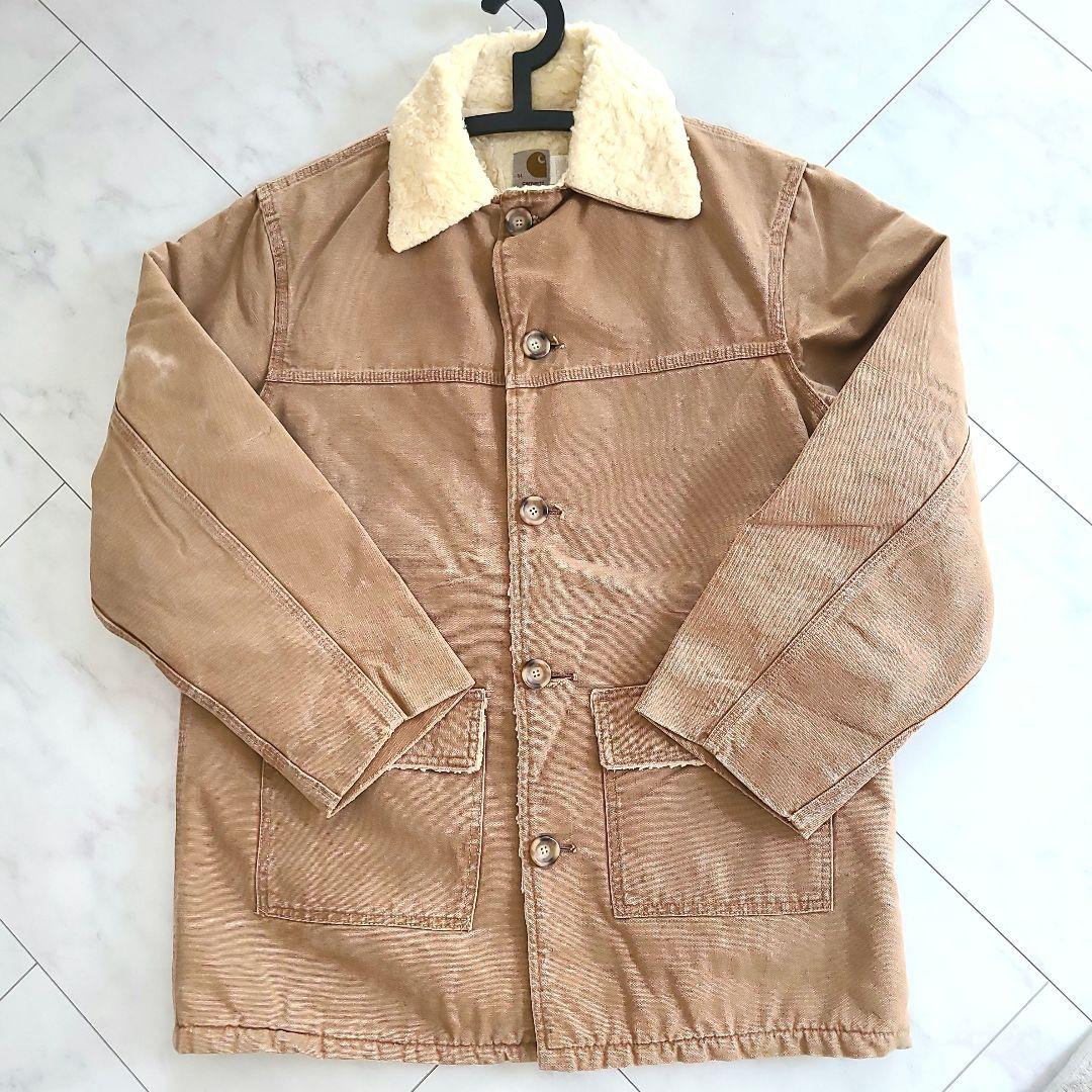 70'sカーハート裏ボアカバーオールダッグジャケットヴィンテージベージュ大きい