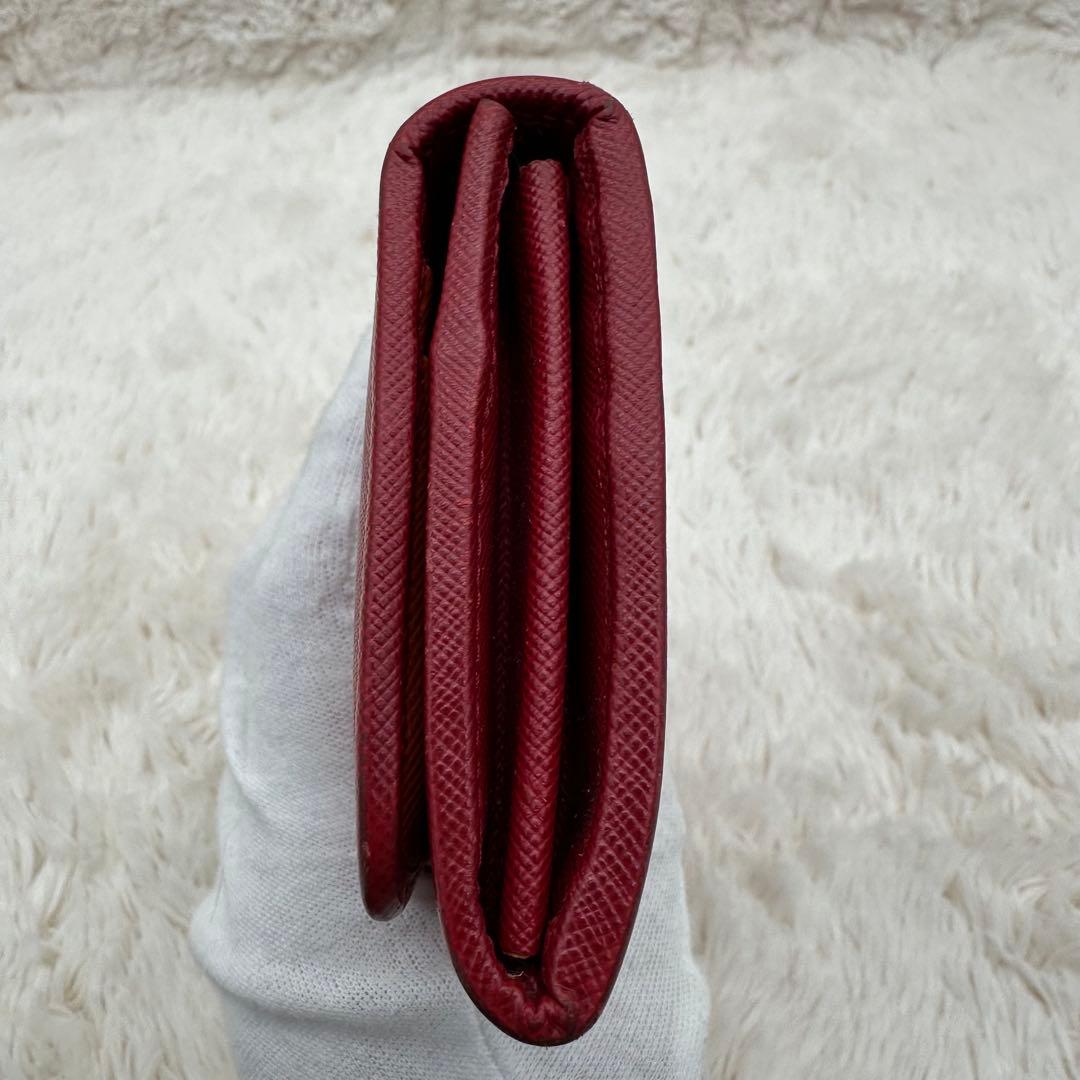 ✨美品✨プラダ　長財布　メタルロゴ　バイカラー　サフィアーノレザー　赤　オレンジ