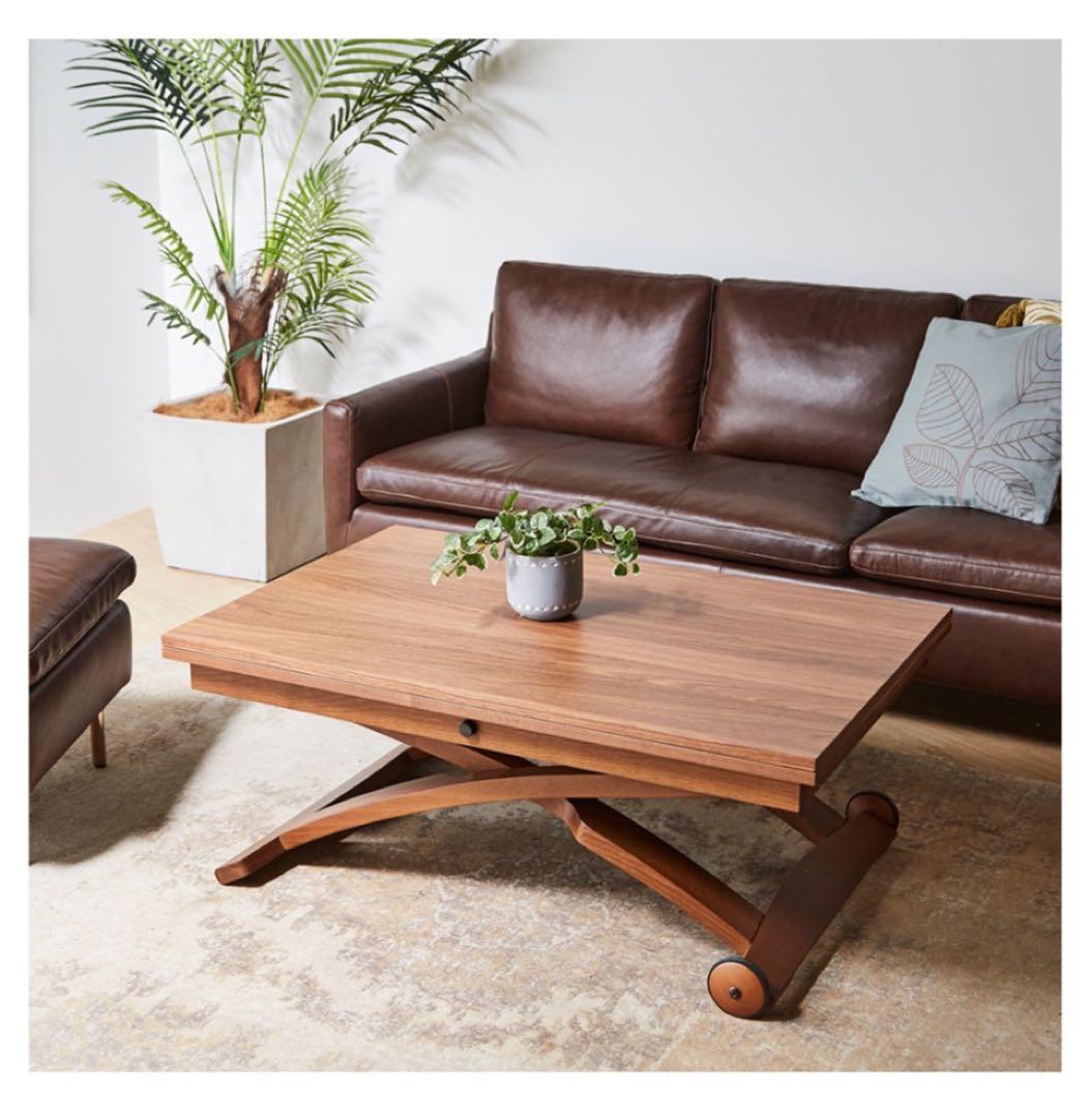 伸長・昇降式ナチュラルウッドテーブル