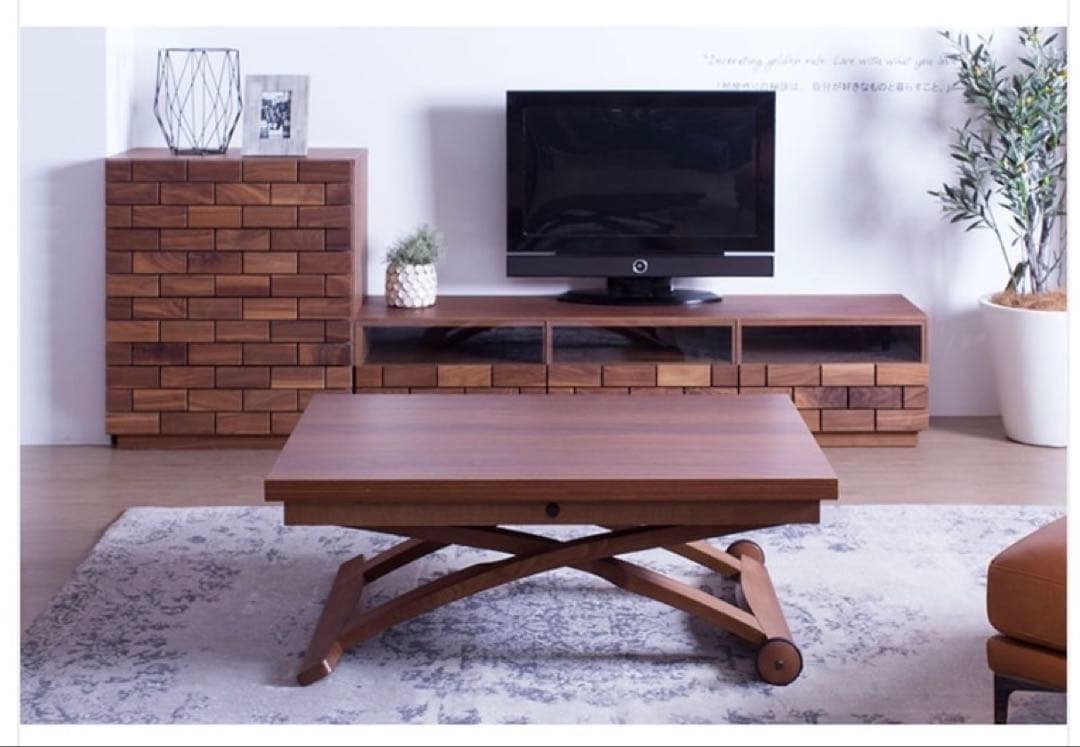 伸長・昇降式ナチュラルウッドテーブル