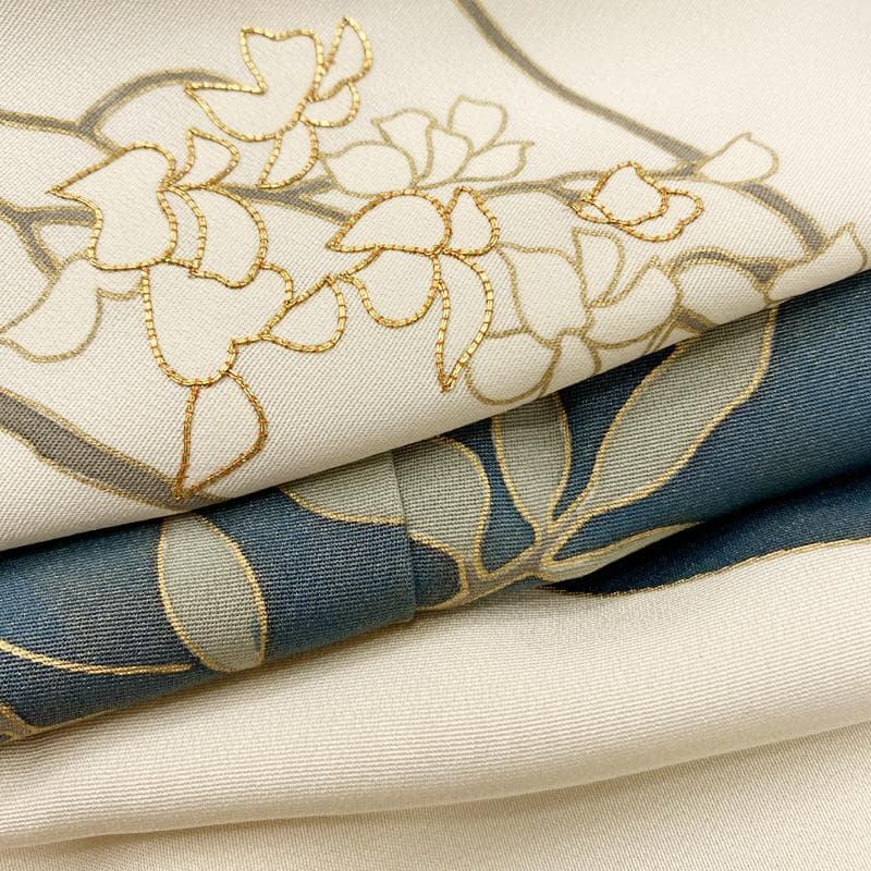 510mh56●訪問着 水辺の藤 金駒刺繍 クリーム色 金彩 一つ紋●しつけ付