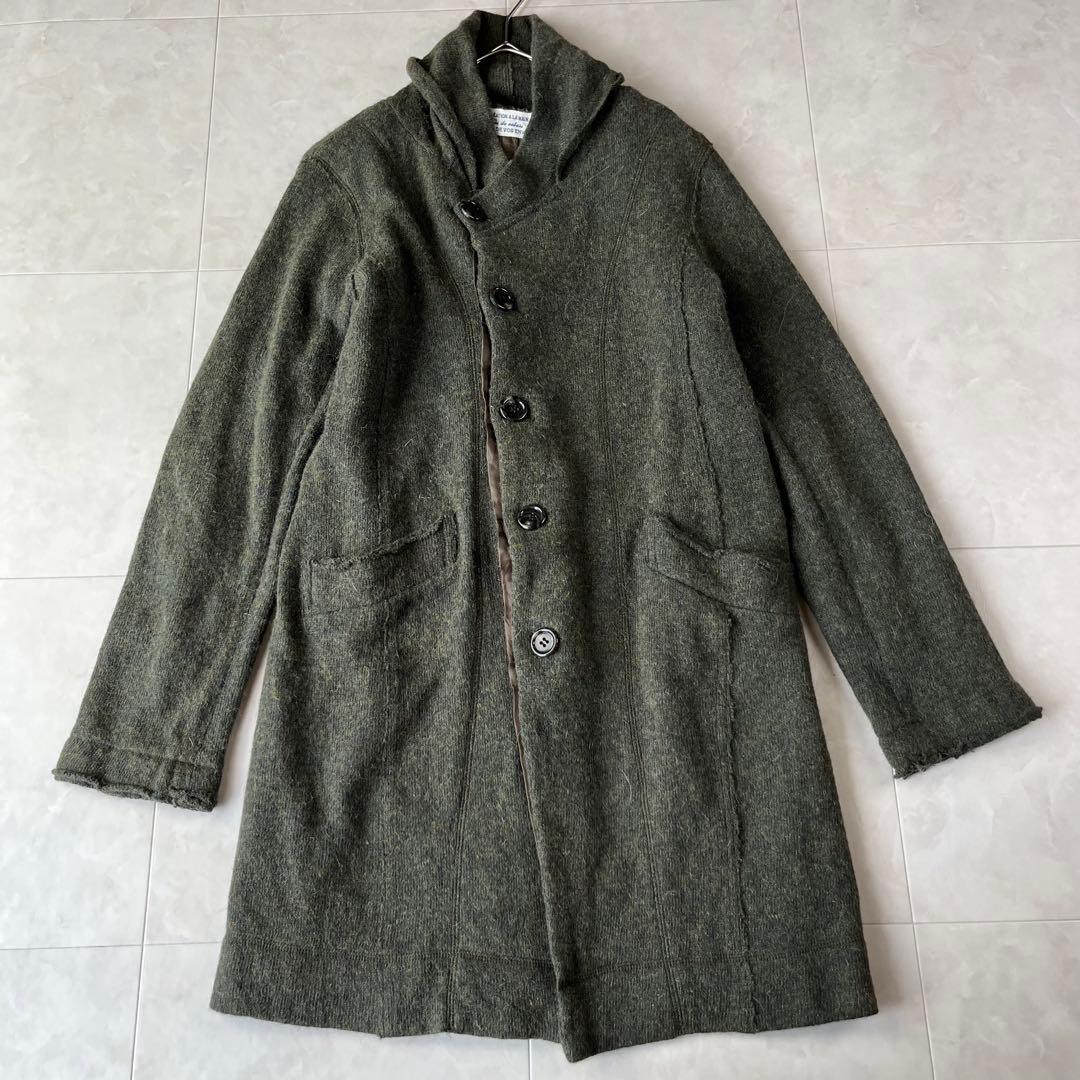 Pas de Calais パドカレ リネンアルパカウールコート カーキ 38