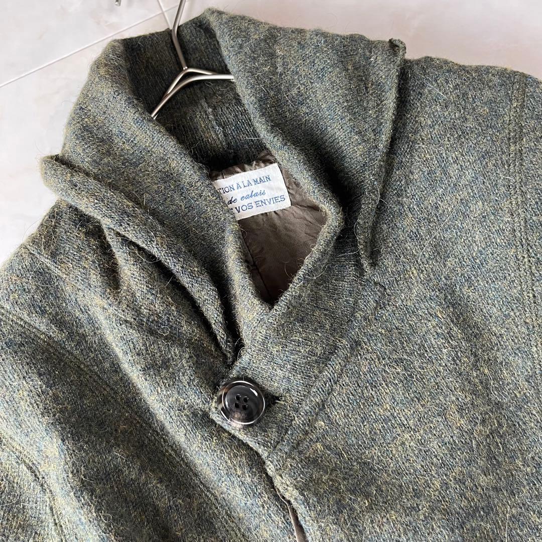 Pas de Calais パドカレ リネンアルパカウールコート カーキ 38