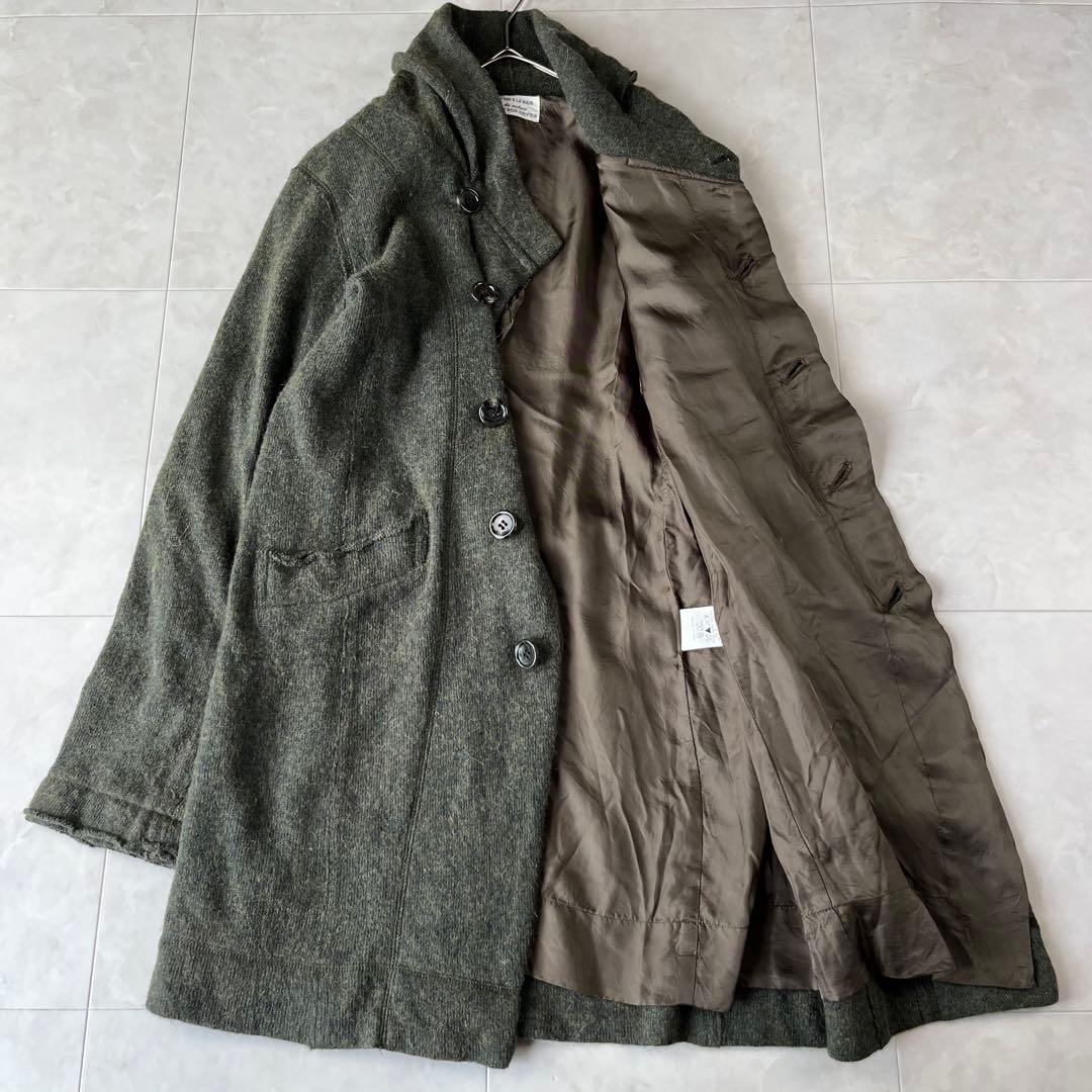 Pas de Calais パドカレ リネンアルパカウールコート カーキ 38