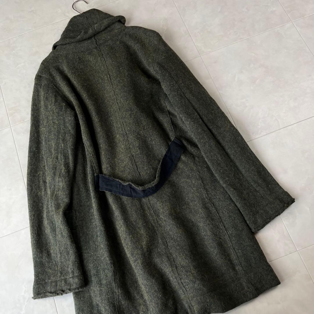 Pas de Calais パドカレ リネンアルパカウールコート カーキ 38