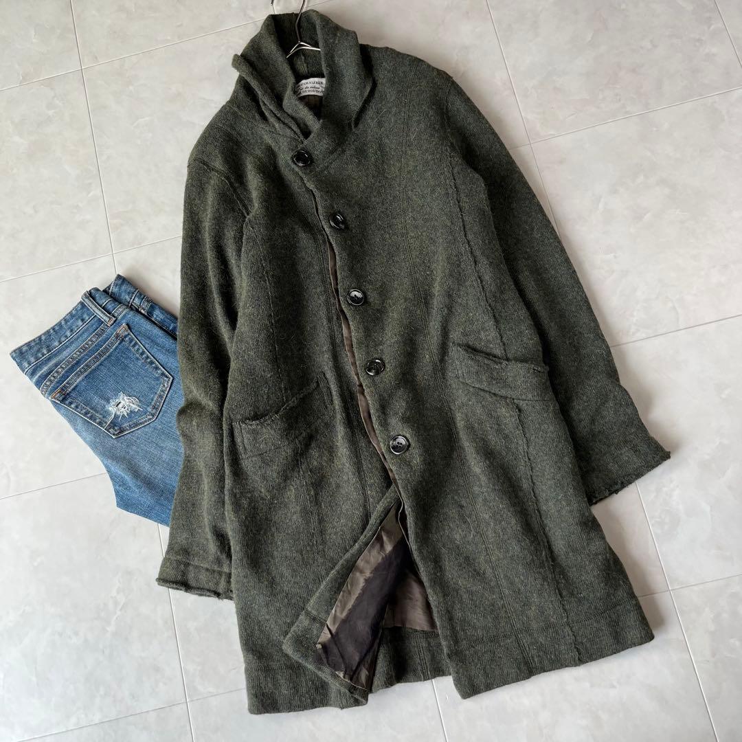 Pas de Calais パドカレ リネンアルパカウールコート カーキ 38