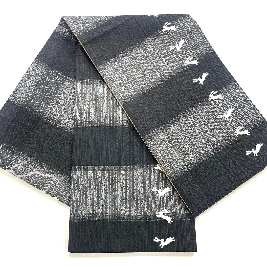 専用帯6189 ●高級 正絹 両面全通 リバーシブル 袋帯 兎 市松模様 七宝